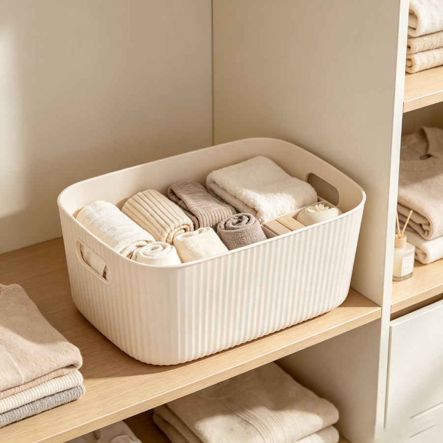 Large Cream Yellow Storage Organizer