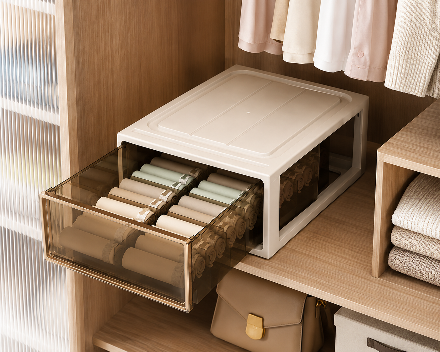 Luxury Tea Brown Underwear Storage Box