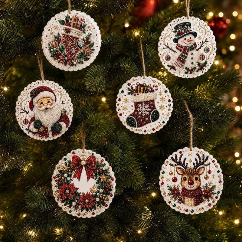 🎄 Christmas DIY Diamond Painting Ornament Kit – 6 Sparkling Tree Decorations | LIMITED-TIME 50% OFF 🎁