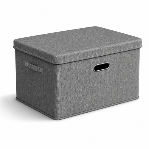 Gray Foldable Storage Box with Lid