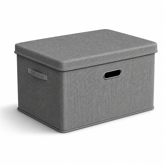 Gray Foldable Storage Box with Lid